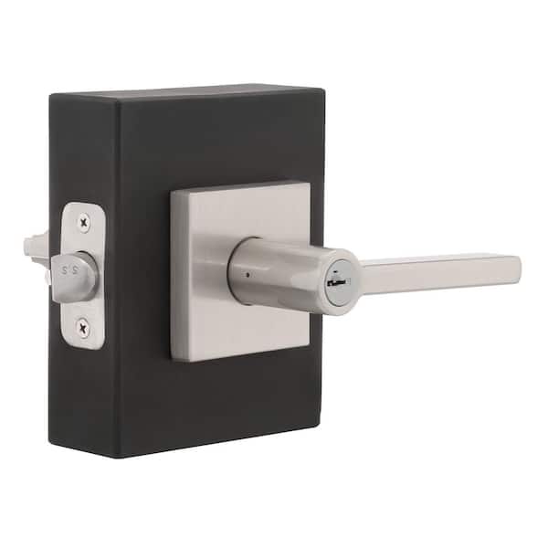Kwikset Halifax Satin Nickel Square Keyed Entry Door Handle