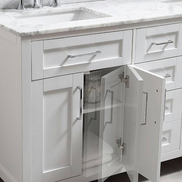 Ove Decors Tahoe 60 In W Double Sink Vanity White With Carrara Marble Top Basinirrors Ove Decors Tahoe 60 In W Double Sink, Right Side Sink Vanity Top 60