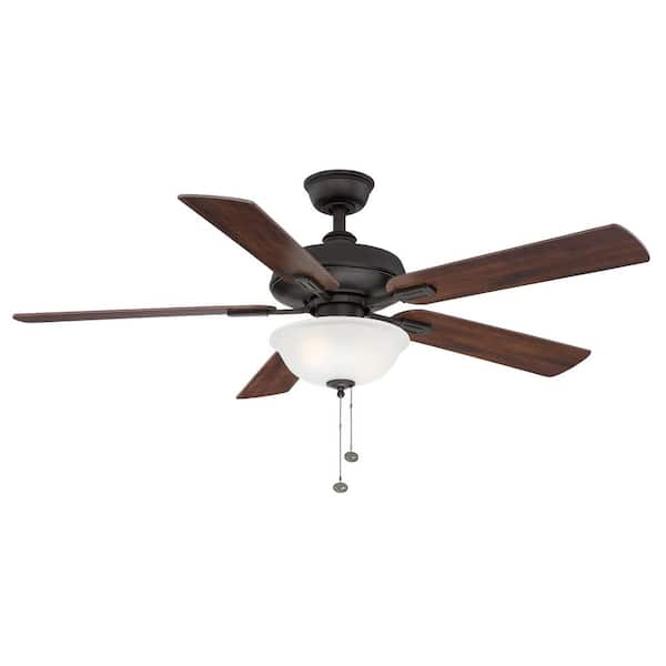 Hampton Bay Larson 52 in. LED Oil Rubbed Bronze Ceiling Fan with Light ...