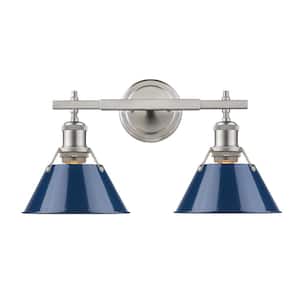 Orwell PW 2-Light Pewter Bath Light with Navy Blue Shade