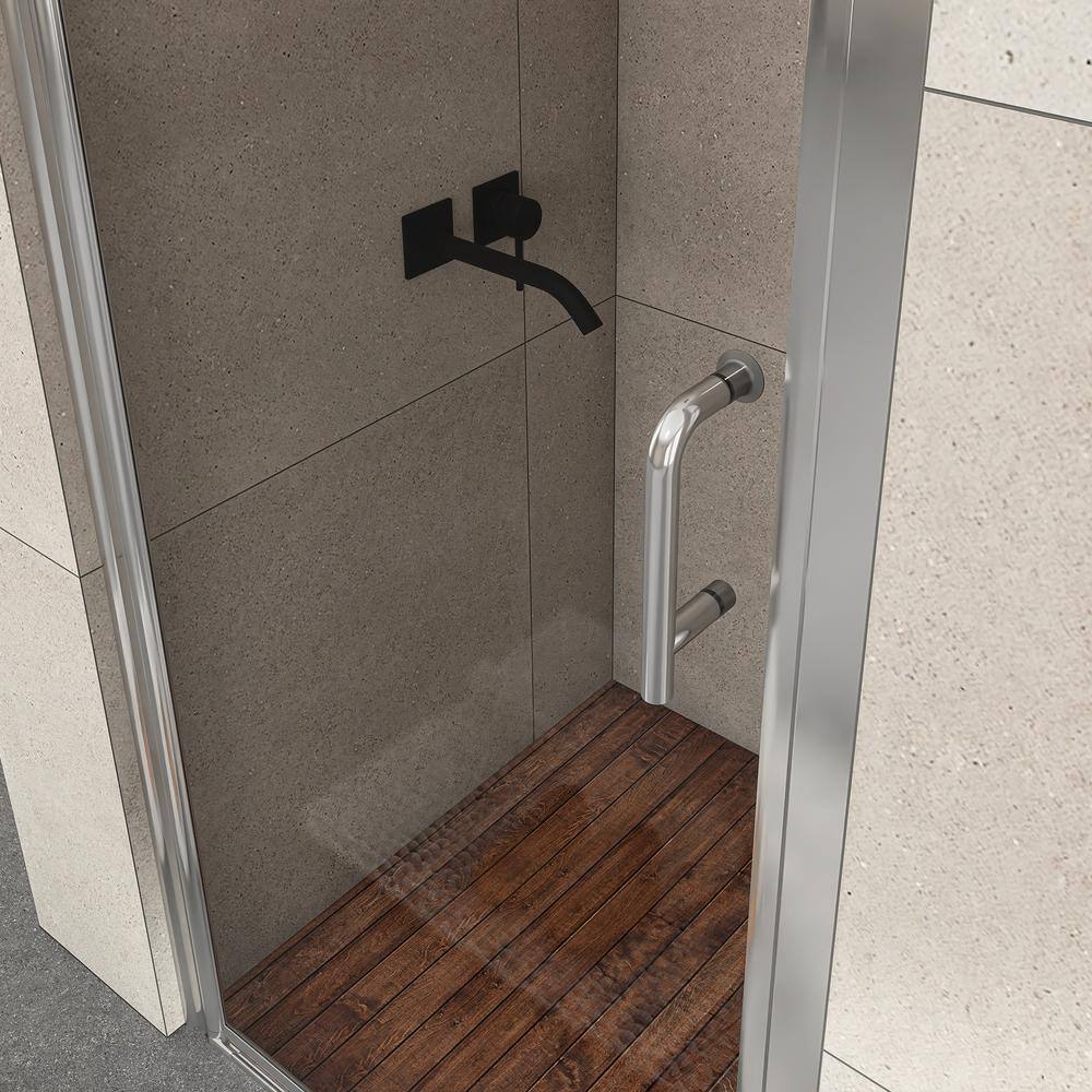 Chrome Semi-Frameless Pivot Shower Door with Clear Glass