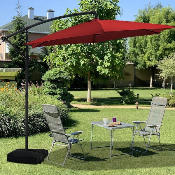 10ft patio umbrella 10ft Offset Hanging Patio Umbrella, Manual Operated Outdoor Market  Umbrella, Large Canopy for Sun Shade, Garden Backyard Parasol, Base Not  Included