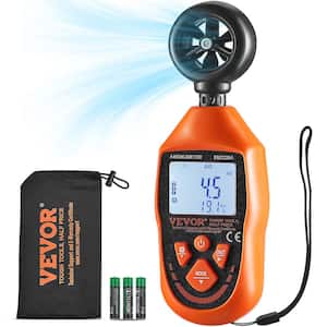 Handheld Anemometer 14°F to 113°F Digital Wind Speed Meter Gauge with LED Backlight Screen Measures Wind Velocity