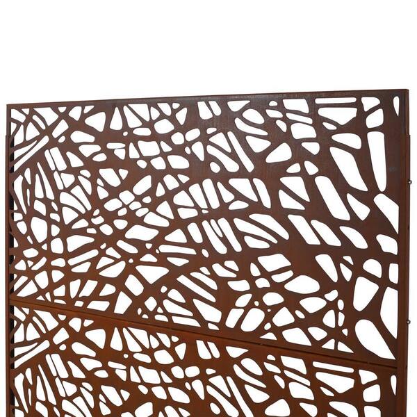 4 ft. x 6.3 ft. Red Steel Outdoor Privacy Screen Freestanding