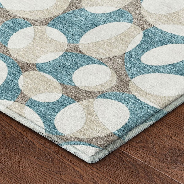 Mayfield Premium Machine Washable Abstract AMF2536 Teal 10 ft. x 14 ft. Area Rug