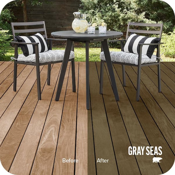 5 gal. #ST-144 Gray Seas Semi-Transparent Waterproofing Exterior Wood Stain and Sealer