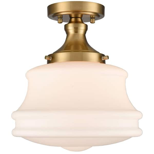 Claxy 13.39 In. 1-light Gold Flush Mount With Frosted Glass Shade And 