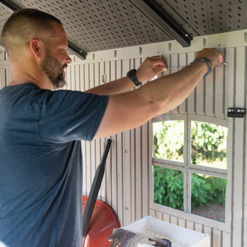 Lifetime Tan and Brown Polyethylene Outdoor Storage Shed with Double Doors, 10 x 8 ft.