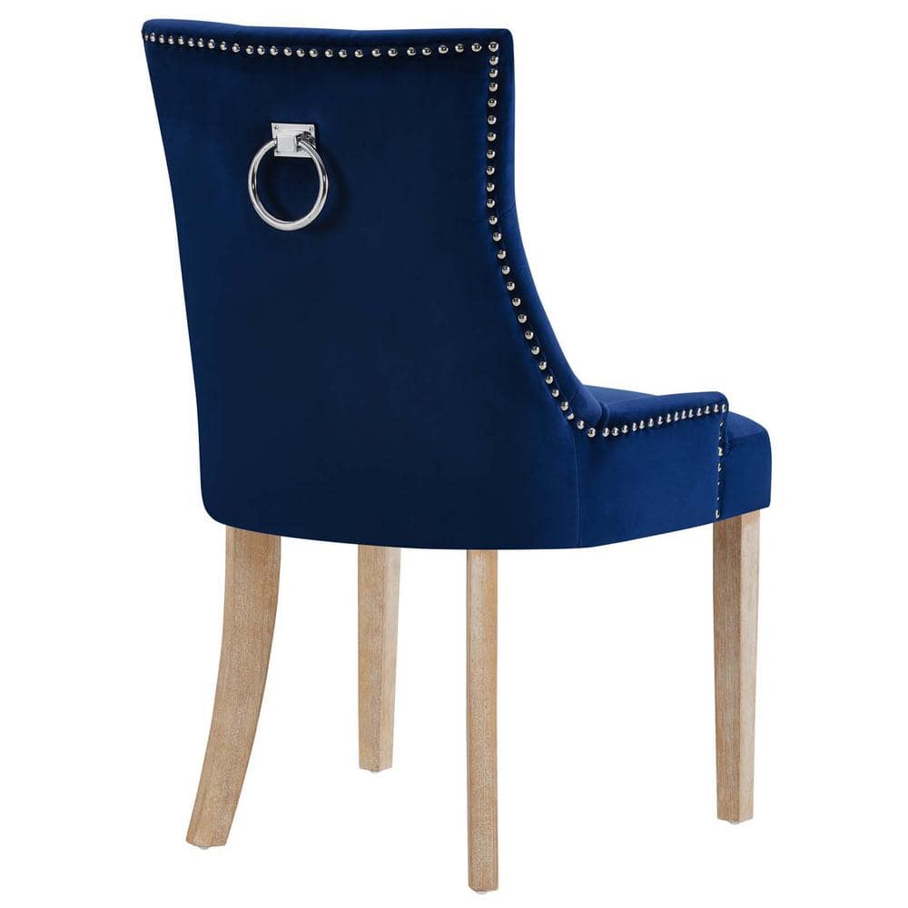 Sapphire Velvet Tufted Parsons Side Chair with Light Wood Legs