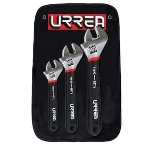 8 in. - 10 in., 12 in. Rubber Grip Adjustable Chrome Wrench Set (3-Piece)