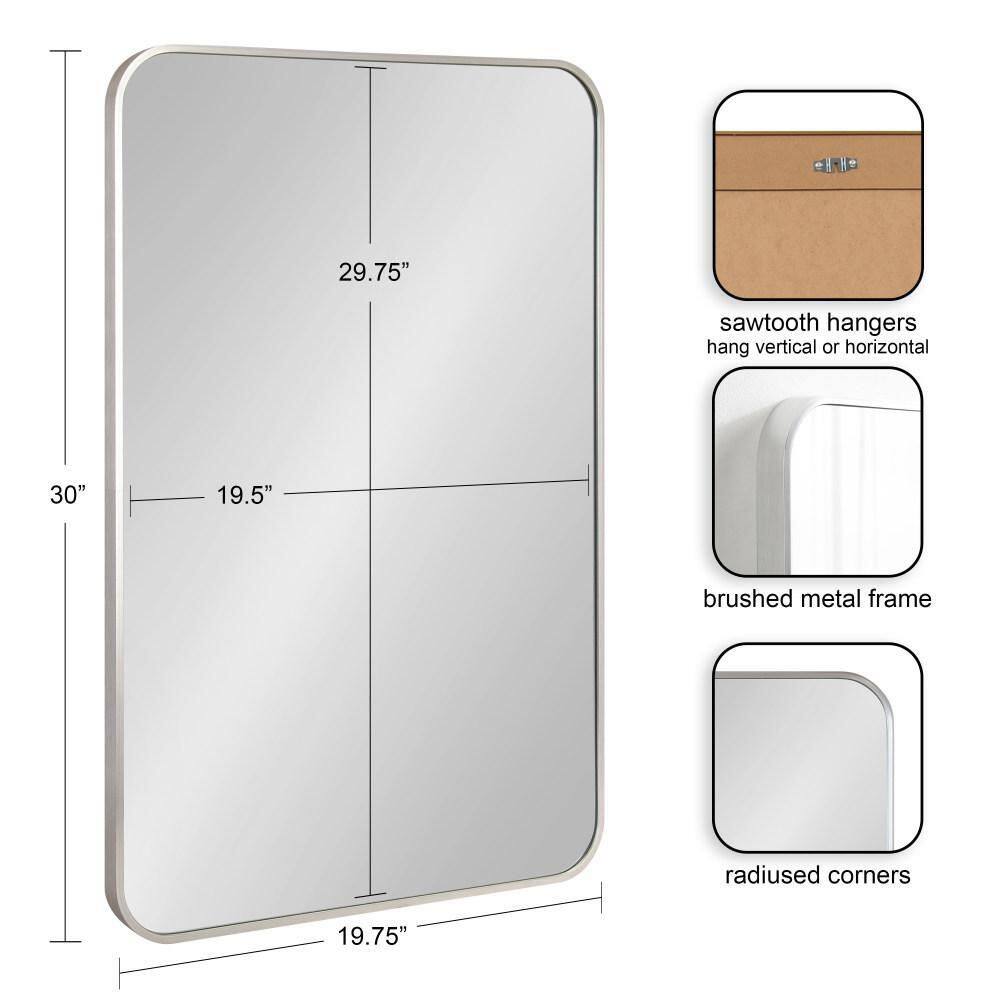 Zayda Sleek Silver Aluminum 20"x30" Minimalist Wall Mirror