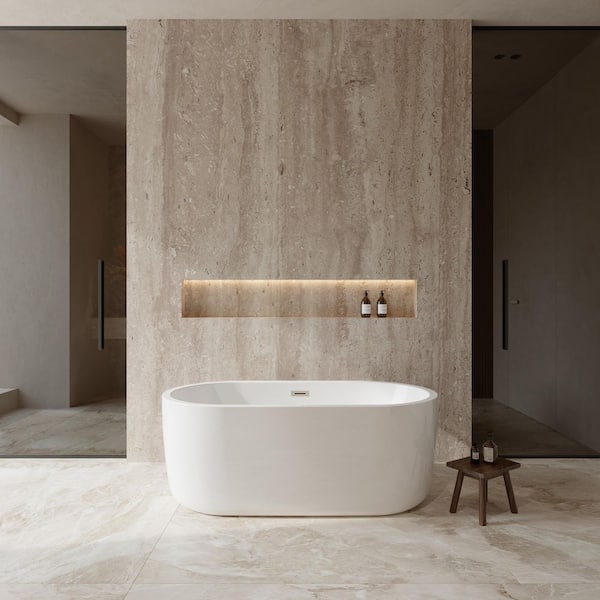 Juliette 5 ft. Acrylic Flatbottom Non-Whirlpool Bathtub in White with Brushed Nickel Trim