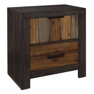 2-Drawer Multicolor Wire Brushed Finishes Nightstand (25.5 in. x 15.5 in. x 25.5 in. )