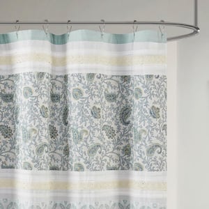 Vanessa Blue 72 in. Cotton Shower Curtain