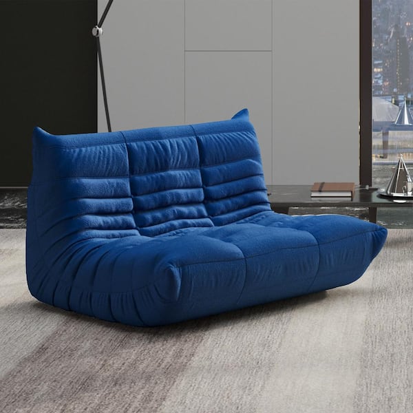 J&E Home 34.25 in. W Armless Teddy Velvet Modular Lazy Floor Sofa in. Green