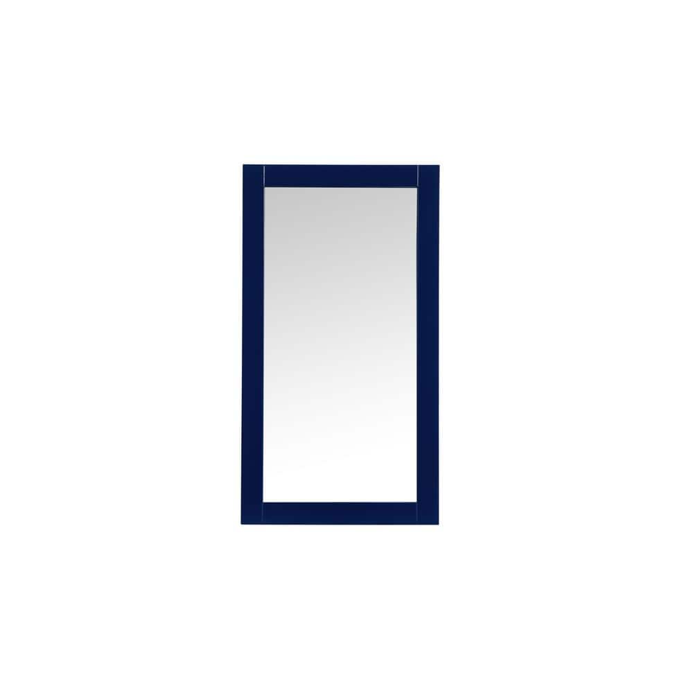 32 in. H x 18 in. W Rectangle Framed Blue Modern Vanity Mirror