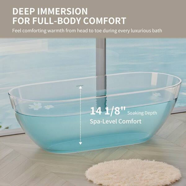 Abruzzo 62.9 in. x 29.52 in. Solid Surface Resin Stone Flatbottom