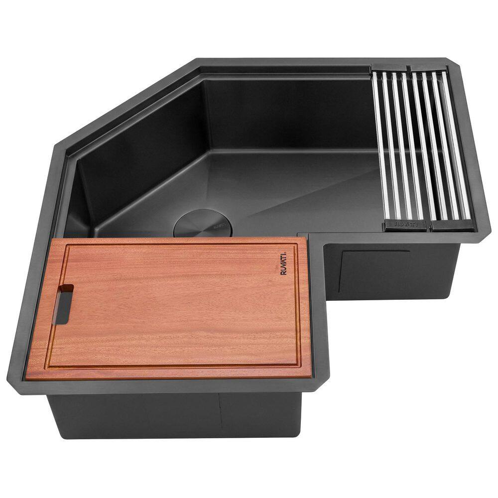 Roma Pro 32 in. Undermount Single Bowl 16-Gauge Gunmetal Black Stainless Steel Corner Workstation Kitchen Sink price history on PriceWatchPro