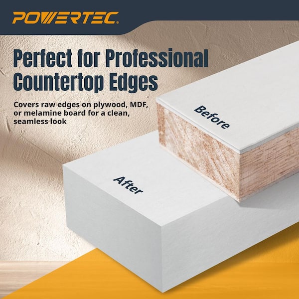 Melamine Edge Banding, 13/16 in. x 50 ft. Pre-Glued Veneer Tape Roll for Cabinet Repair, Furniture Restoration, Shelving