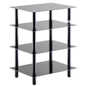 AV Media Stand 4-Tier, Audio/Video Stand with Strengthened Tempered Glass Shevles for DVD/Cable Boxes