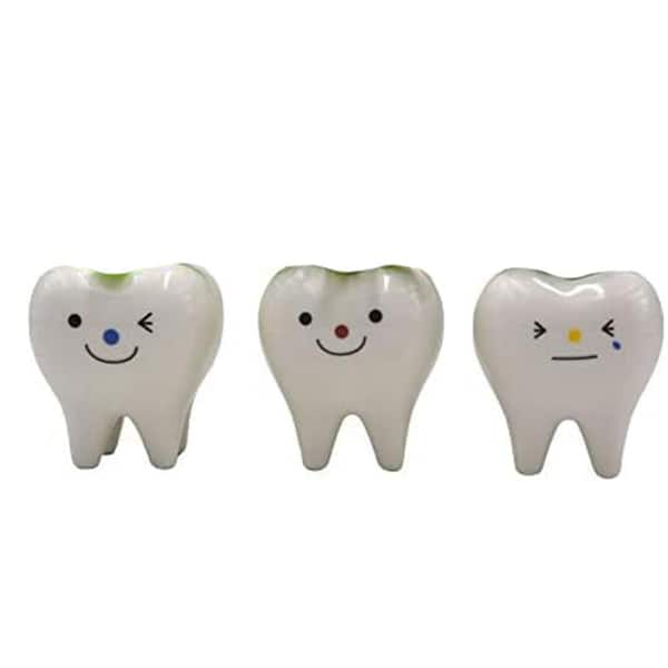 4.41 in. L x 10.43 in. W x 4.37 in. H Multicolor Indoor Ceramic Mini Tooth Shaped Succulent Plant Pots Set 3-Pack