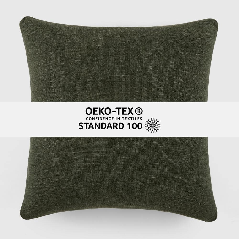 Olive Green Cotton Box Throw Pillow Set of 2