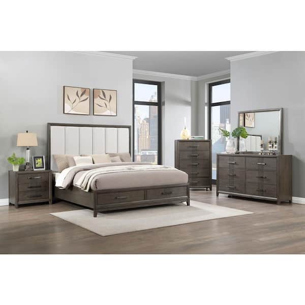 New Classic Furniture Landon 5-Piece Walnut California King Wood Bedroom Set (B/DR/MR/CH/NS)