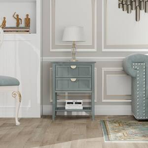 22.05 in. W x 15.75 in. D x 28.55 in. H Gray Free-Standing Linen Cabinet with Open Shelf and 2 Drawer in Light Grey