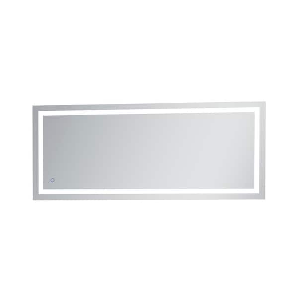 Unbranded Timeless Home 72 in. W x 30 in. H Rectangle Frameless Silver LED Mirror