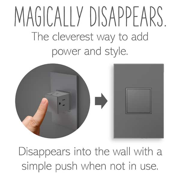 adorne 15 Amp 125-Volt Tamper Resistant 1-Gang Pop-Out Outlet with Wall Plate, Magnesium
