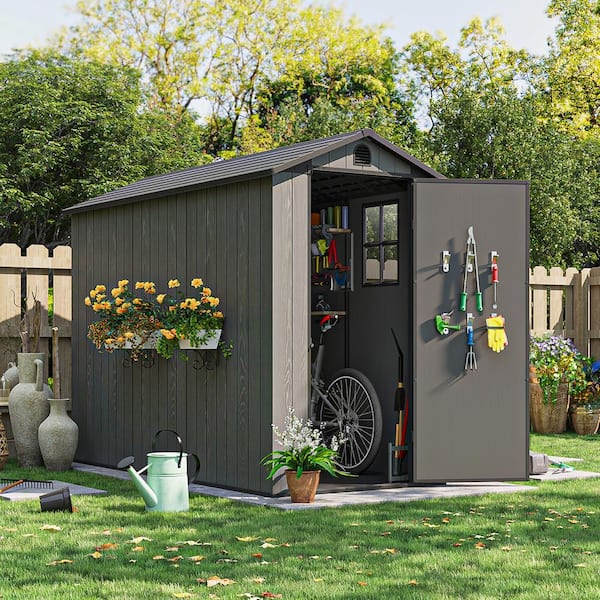 Patiowell 4 ft. W x 8 ft. D Plastic Outdoor Storage Shed with