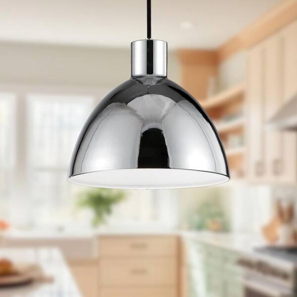KUZCO Chroma 9 in. 1 Light 11-Watt Chrome Integrated LED Pendant