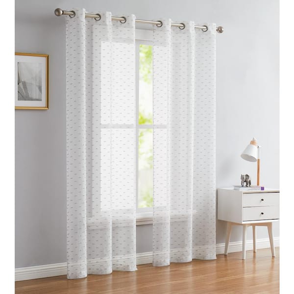 Dainty Home Sprinkles Embellished Lurex Silver 76" x 84" Window Curtain