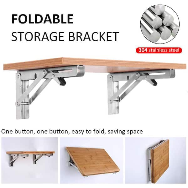 ZEONHAK 6-Pack 12" Folding Shelf Brackets – Heavy Duty Collapsible Brackets, 132 Lbs Load Capacity, Black