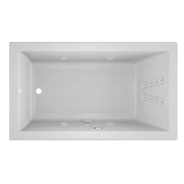 JACUZZI SOLNA SALON SPA 72 in. x 42 in. Rectangular Combination Bathtub with Right Drain in White
