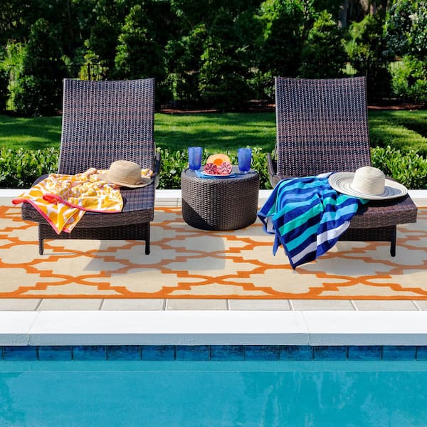 Marina Orange 7 ft. x 10 ft. Outdoor Patio Area Rug