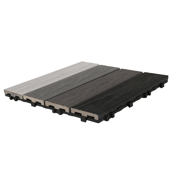 NewTechWood UltraShield Naturale 1 ft. x 1 ft. Composite Quick Deck Outdoor Deck Tile Sample in Multi-Color