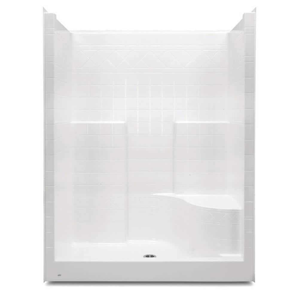 Aquatic Everyday 60 In X 36 In X 76 In 1 Piece Shower Stall With Right Seat And Center Drain In White 1603dtsr Whhd The Home Depot