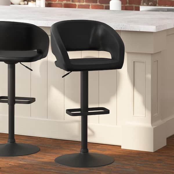 42.75 in. Black Vinyl/Black Frame Mid Metal Bar Stool with Vinyl Seat