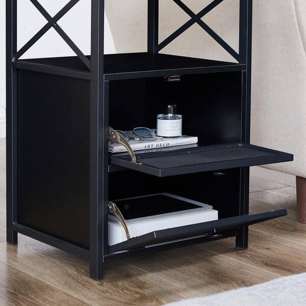 VECELO Modern Night Stand End Side Table with Storage and VECELO Modern Night Stand End Side Table with Storage and