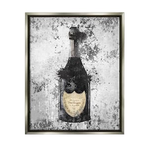 Champagne Grey Gold Ink Illustration by Amanda Greenwood Floater Frame Food Wall Art Print 17 in. x 21 in.