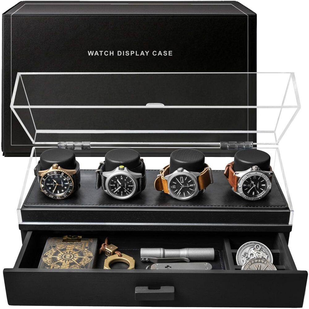 Premium 4-Slot Wooden Watch Box with Accessory Drawer and  display picture 1