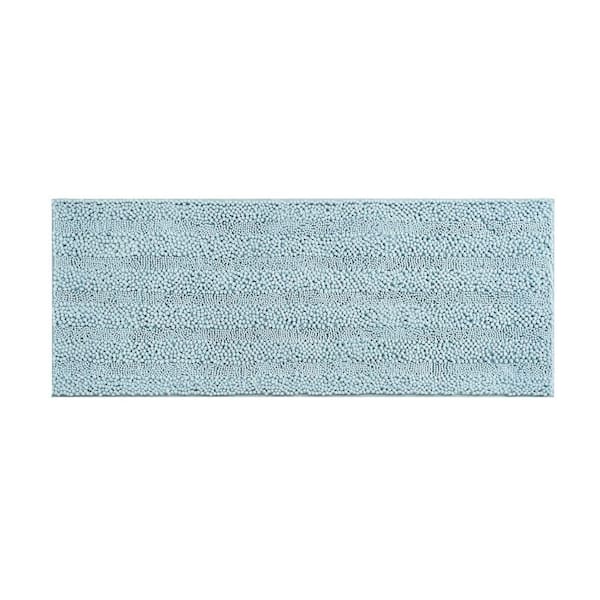 Astor With TPR Backing 24 in. x 60 in. Aqua Solid Color Polyester Rectangle Bath Mat