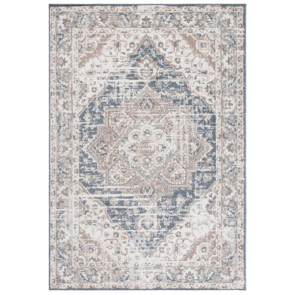Pyramid 3 ft. x 5 ft. Ivory/Beige Ornate Border Area Rug