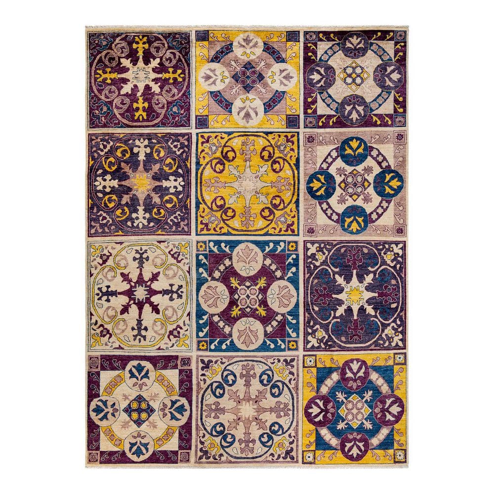 Elec Ring Rug Chloe & Olivia Home Electric 9 ft. x 12 ft. Ivory Patchwork Wool Indoor ...