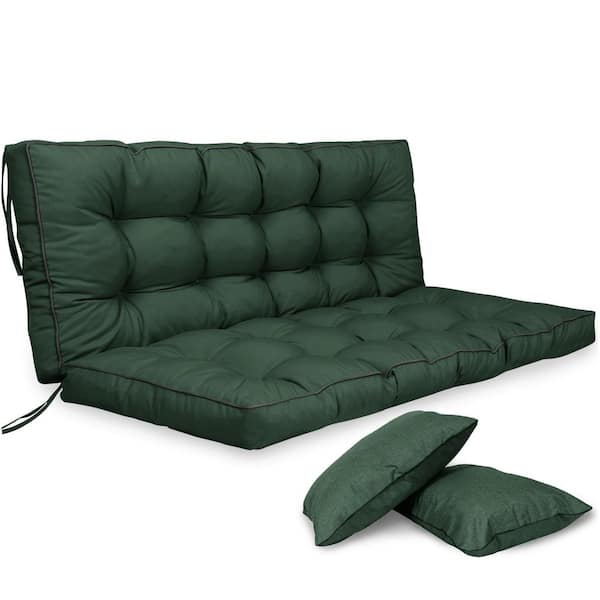 63 in. x 40 in. Porch Swing Cushions Water-Resistant Outdoor Swing Cushion Replacement for Patio Green