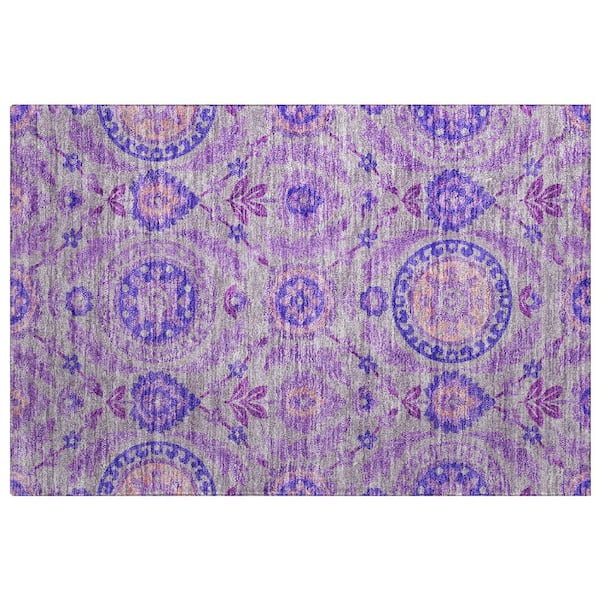 Dream Shag Premium Machine Washable Abstract ADS751 Lavender 2 ft. x 3 ft. Accent Rug