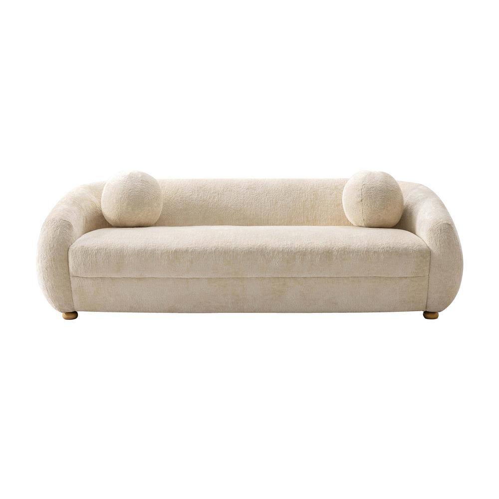 Tribeca 86" Cream Chenille Sofa with Birch Wood Frame