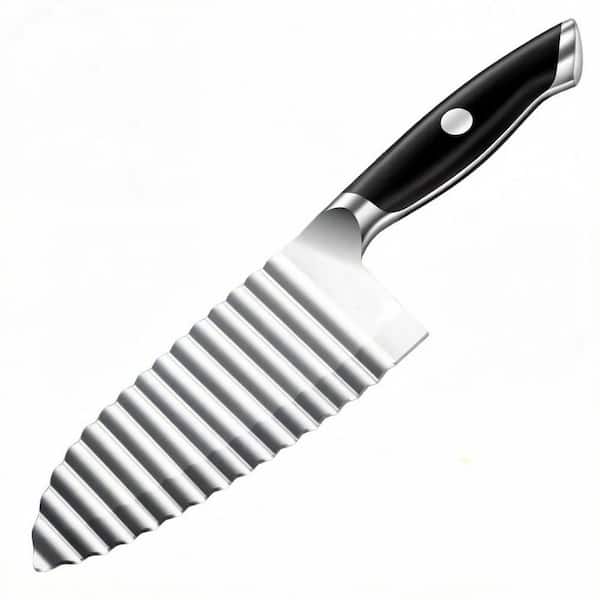6.7 in. Stainless Steel Tang Crinkle Cutter Knife with Ergonomic Resin Handle for Potatoes Veggies, BBQ Party Food Prep