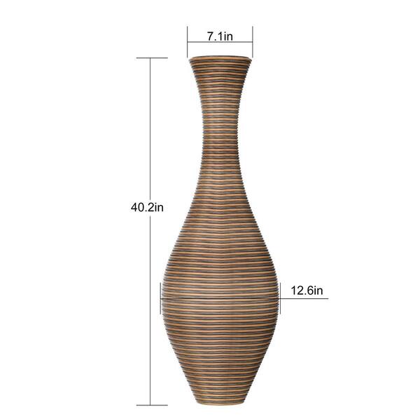 Seafuloy 40 in. H Tall Artificial Rattan Floor Vase for Living Room Decor, Entryway, or Hallway, Elegant Beige Vase